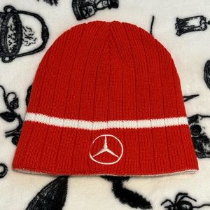 MERCEDES BENZ unisex reversible red and white beanie